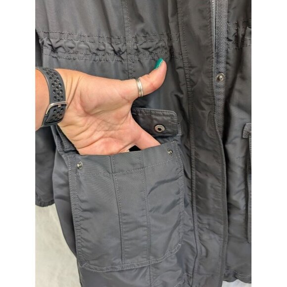 Abercrombie & Fitch gray windbreaker zip up hooded jacket women's size Medium - Picture 4 of 7